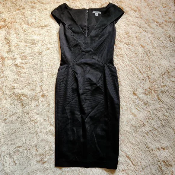 Zac Posen | Dresses | Zac Posen Black Textured Vneck Belowtheknee Cocktail  Dress Size | Poshmark